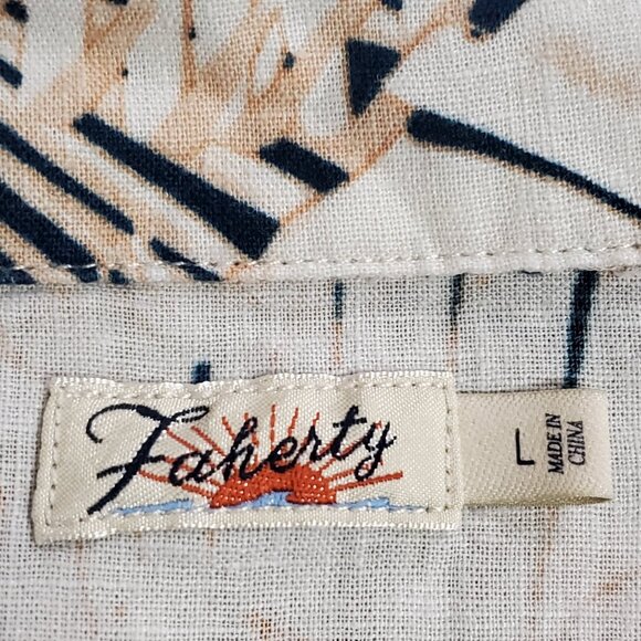 Faherty Womens Button Up Linen Shirt Dress Size L Beach Costal Travel Vacation - Picture 4 of 9